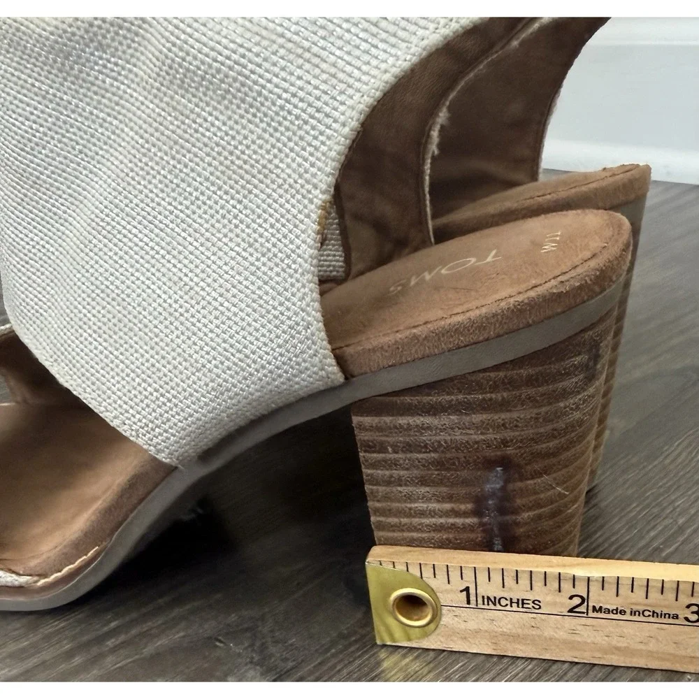 Toms Sandal Womens 11 Natural Majorca Cut Out Block Heels Old Money Clean Girl‎